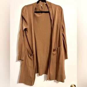 Women's Tan Open Front Cardigan Sweater